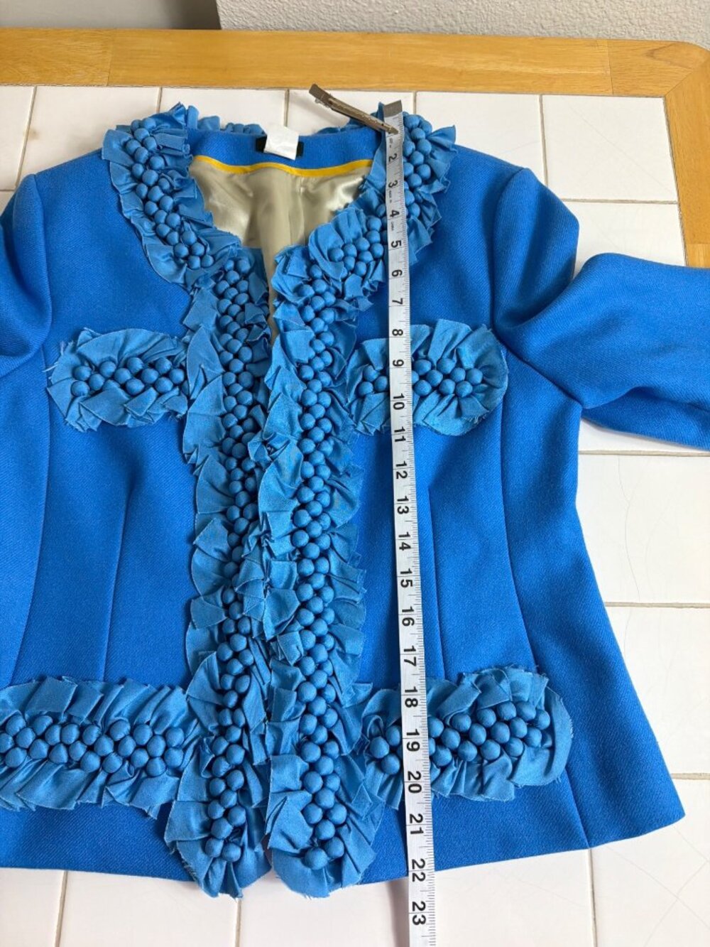 J.Crew Blue Wool Embellished Cropped Blazer Jacket Size 10 - Picture 7 of 16